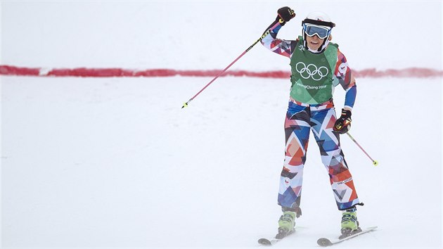 Česká lyžařka Nikol Kučerová po osmifinálové jízdě olympijského skikrosu. (23. února 2018)