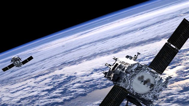 Satelity konstelace Starlink podle ilustrátora SpaceX.