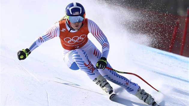 Americk lyaka Lindsey Vonnov bhem trninku na olympijsk sjezd.