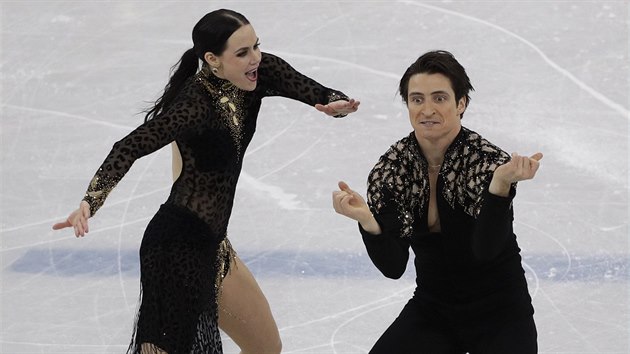 Kanadt krasobruslai Tessa Virtueov a Scott Moir bhem finle tanench pr