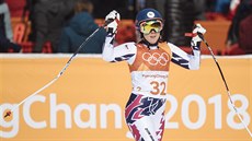 eská lyaka Kateina Pauláthová v cíli olympijského sjezdu.