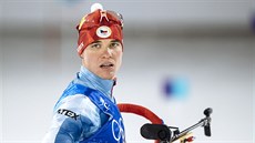 Český biatlonista Michal Krčmář v olympijském závodu ve smíšené štafetě. (20....