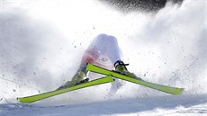 �eský ly�a� Jan Zabyst�an spadl v olympijském slalomu v jihokorejském st�edisku...