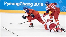 Český hokejista Adam Polášek přišel po ruském seknutí o hokejku. (23. února...
