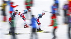 Bci na lyích v olympijském závodu na 50 km. (24. února 2018)