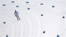 Jihokorejský bec Kim Eun-ho v olympijském závodu na 50 km. (24. února 2018)