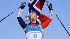 POSLEDNÍ ZLATO ZOH. Norská běžkyně Marit Björgenová v cíli olympijského závodu...
