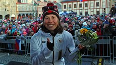 Eva Samková slaví ve Vrchlabí (26. 2. 2018).