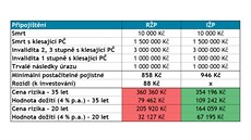 2. Modelový píklad: Klient ve vku 30 let, rizika pojitní smrt, invalidita,...