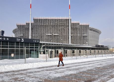 Fotbalov stadion (na snmku z 6. bezna 2018) v Jekatrinburgu, kde se letos v...