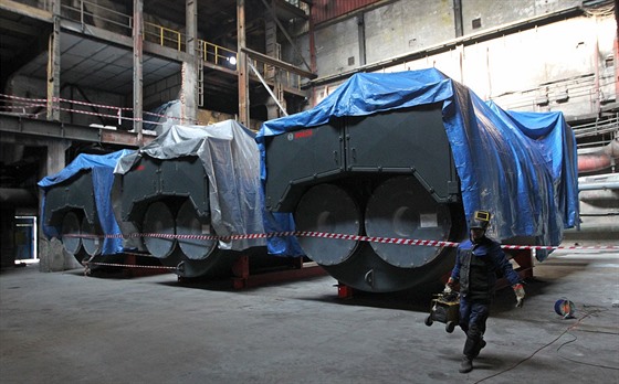 �ásti moderních plynových kotl� p�ipravených k instalaci. (7. b�ezna 2018)