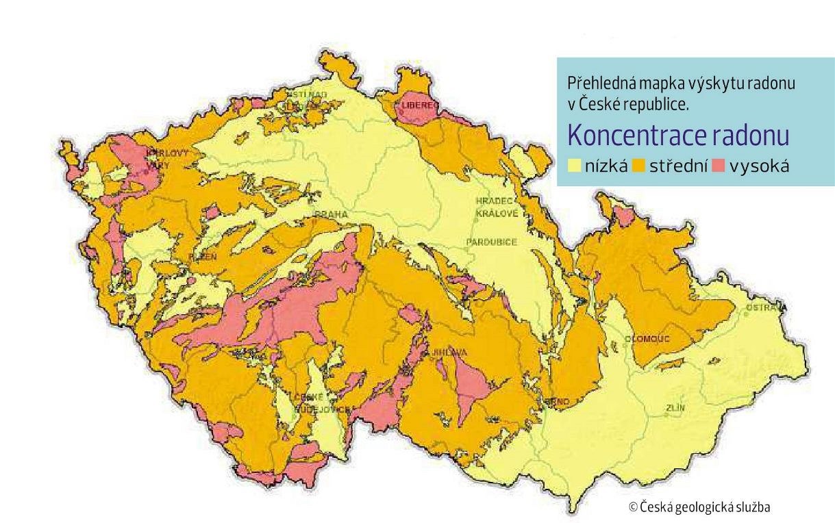 mapa výskytu radonu v čr Fotogalerie: Mapa výskytu radonu na území České republiky mapa výskytu radonu v čr
