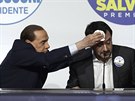 Lídr italské strany Vzhru, Itálie Silvio Berlusconi na tiskové konferenci s...