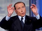 Lídr italské strany Vzhru, Itálie Silvio Berlusconi bhem televizního...