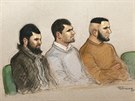 Zleva: Umar Ahmed Haque, Abuthaher Mamun a Nadeem Patel u soudu