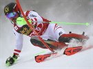 Rakouský sjezda Marcel Hirscher pi slalomu ve slovinské Kranjske Goe.