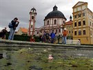 Chrám svaté Markéty je výraznou dominantou zámeckého komplexu i celého msta...