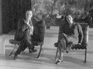Mies van der Rohe a Grete Tugendhatová v obývacím pokoji (piblin 1931)