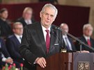 Prezident Milo Zeman hovoí na slavnostní inauguraci ve Vladislavském sále...