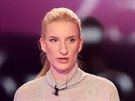 Slovenská moderátorka Adela Vinczeová v kulturním magazínu Za scénou (9. bezna...