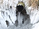 Zamrzlá studánka poblí Bobrové na ársku.