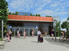 Vizualizace vstupu do plánované stanice metra D Olbrachtova.