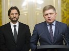 Slovenský premiér Robert Fico a ministr vnitra Robert Kaliák (vlevo)