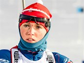 esk biatlonistka Eva Puskarkov ped sprintem v Kontiolahti.