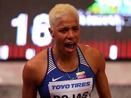 Radost Yulimar Rojasové z Venezuely po finále trojskoku. Patří jí světové zlato.