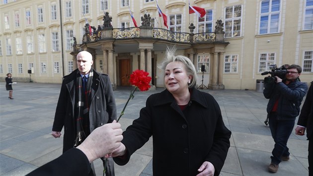 Ivana Zemanová na Pražském hradě před inaugurací prezidenta Miloše Zemana (8. března 2018)