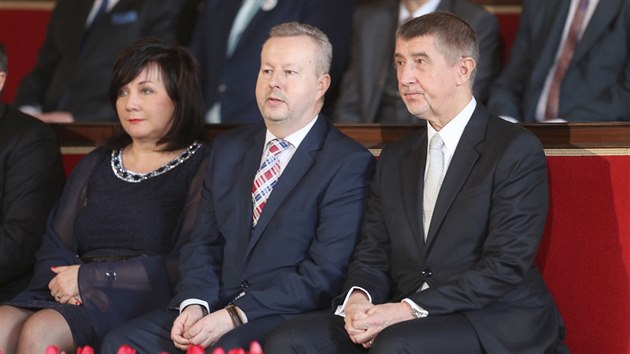 Alena Schillerov, Richard Brabec a Andrej Babi na slavnostn inauguraci...