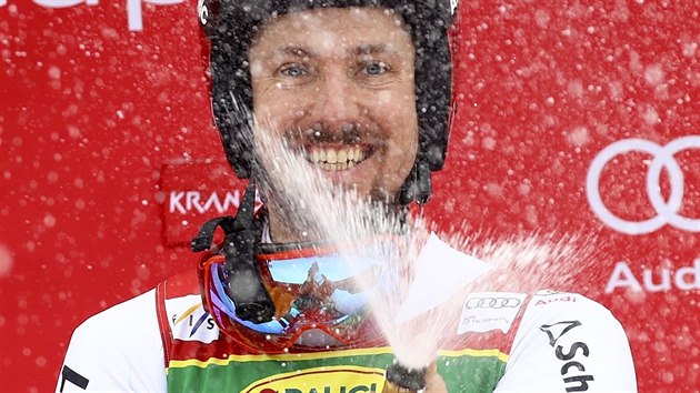 Marcel Hirscher po vtzstv v obm slalomu v Kranjsk Goe.