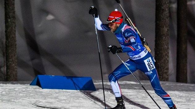 Jaroslav Soukup na trati sprintu v Kontiolahti.