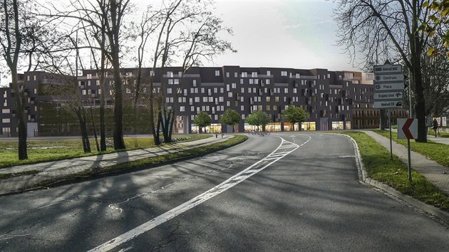 Vizualizace budoucí podoby jednoho z developerských projektů v Olomouci, v rámci kterého vznikají nové byty - Bydlení Šantova (dříve Sochorova kasárna).