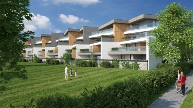 Vizualizace budoucí podoby jednoho z developerských projektů v Olomouci, v rámci kterého vznikají nové byty - Rezidence U Parku na Lazcích.