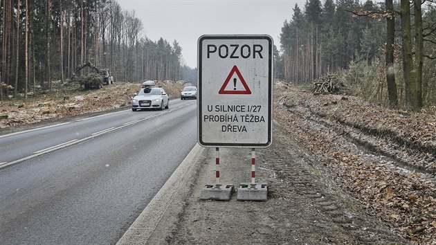 V lt zanou stavbai roziovat silnici mezi Plzn a Temonou. Vzniknou zde tyi pruhy uprosted rozdlen zelen. V seku v souasn dob devorubci kcej stromy. (2. 3. 2018)