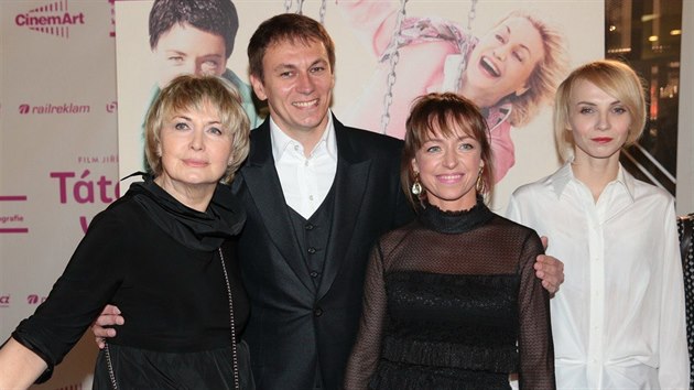 Eliška Balzerová, Jiří Vejdělek, Tatiana Vilhelmová a Jana Plodková na premiéře filmu Tátova volha (7. března 2018)