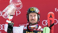 Rakouský sjezda Marcel Hirscher slaví vítzství ve slalomu na Svtovém poháru...