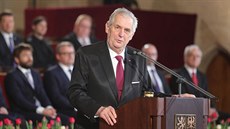 Prezident Miloš Zeman hovoří na slavnostní inauguraci ve Vladislavském sále...