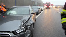 Hromadná nehoda na dálnici D55 u Otrokovic.