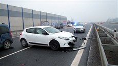 Hromadná nehoda na dálnici D55 u Otrokovic.