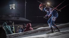 �eská biatlonistka Eva Puskar�íková  na trati sprintu v Kontiolahti.