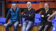 Reprezentaní trenéi v basketbalu 3x3: zleva Zbynk Choleva, Michal Kruk a...
