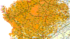 Mapa pokrytí signálem pechodové sít DVB-T2 z vysílae Jáchymov  Klínovec