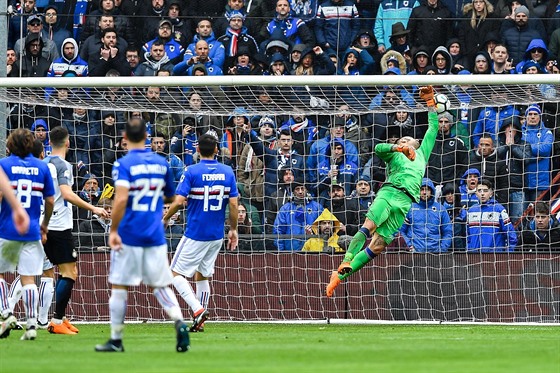 Momentka ze zápasu Sampdoria Janov - Inter Milán.