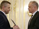 Slovenský prezident Andrej Kiska (vpravo) jmenoval Petera Pellegriniho novým...