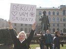 Studentská stávka na námstí Jana Palacha v Praze (15. bezna 2018)