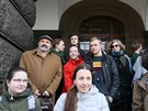 Duchovní Tomá Halík na studentské stávce na námstí Jana Palacha v Praze (15....