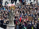 Studenti protestují na námstí Svobody v Brn (15. bezna 2018).