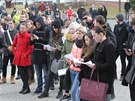 Protestující studenti v Plzni
